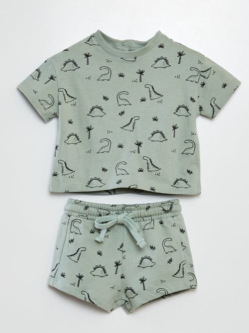 Ensemble t-shirt + short  à motif - 2 pièces - Kiabi