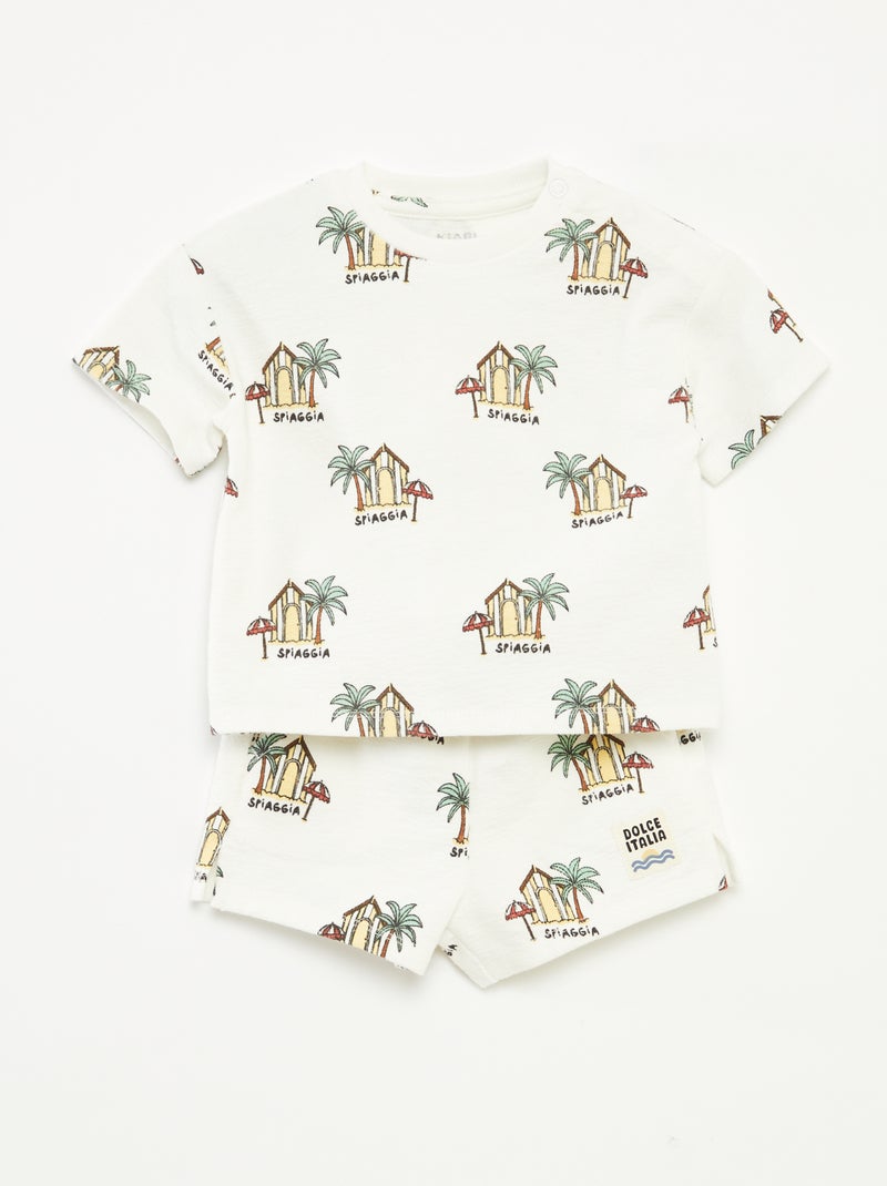 Ensemble t-shirt + short avec imprimé - 2 pièces BLANC - Kiabi