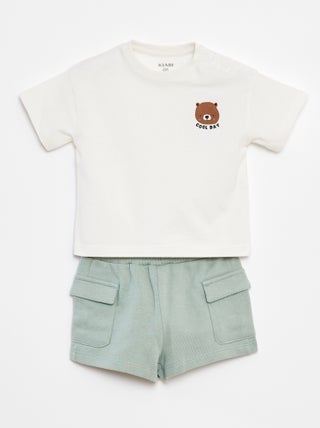 Ensemble t-shirt + short avec poches - 2 pièces