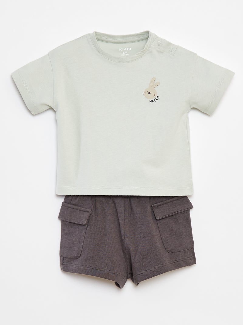 Ensemble t-shirt + short avec poches - 2 pièces Bleu - Kiabi