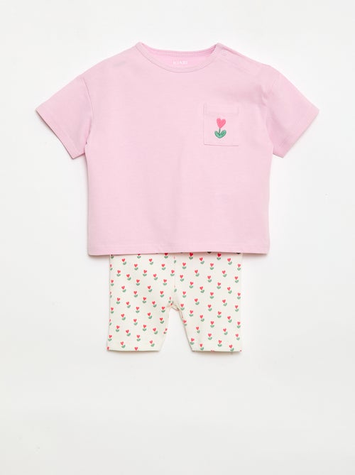 Ensemble T-shirt + short cycliste côtelé - 2 pièces - Kiabi