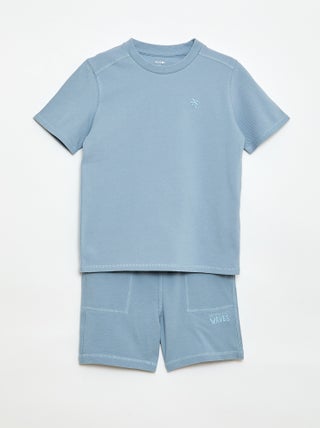 Ensemble t-shirt + short en piqué de coton
