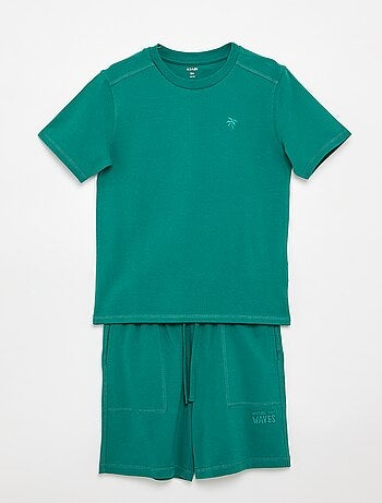 Ensemble t-shirt + short en piqué de coton