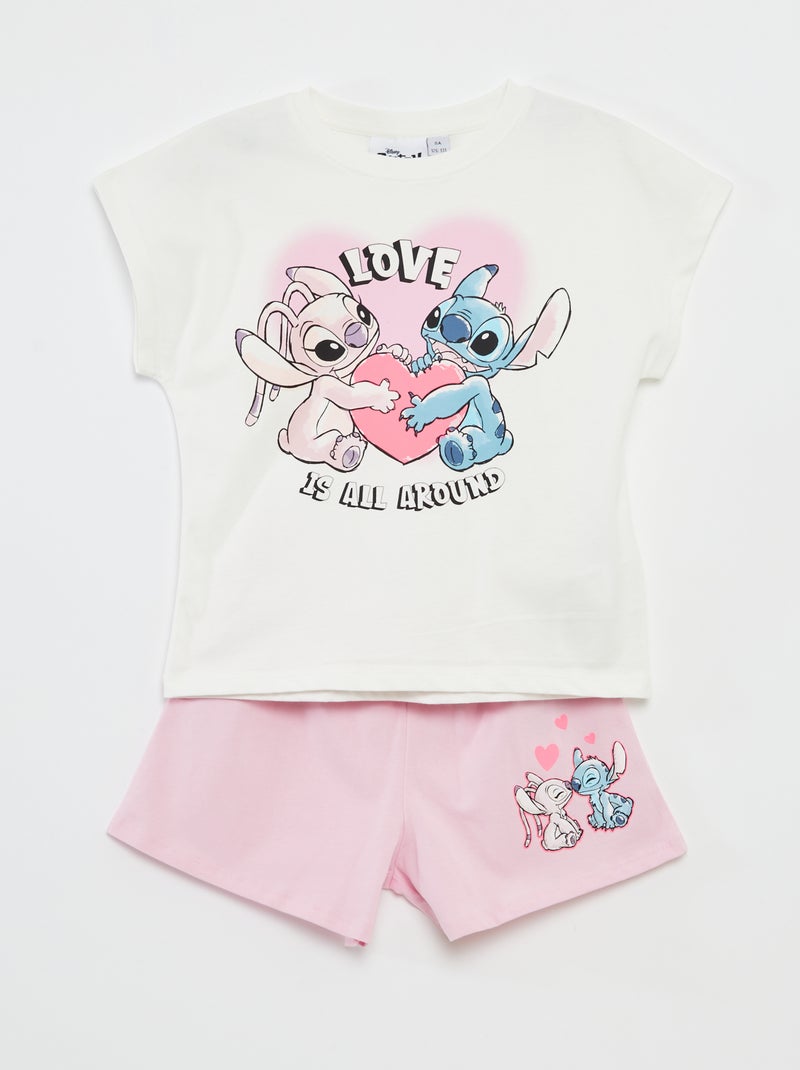 Ensemble t-shirt + short 'Stitch' - 2 pièces blanc - Kiabi