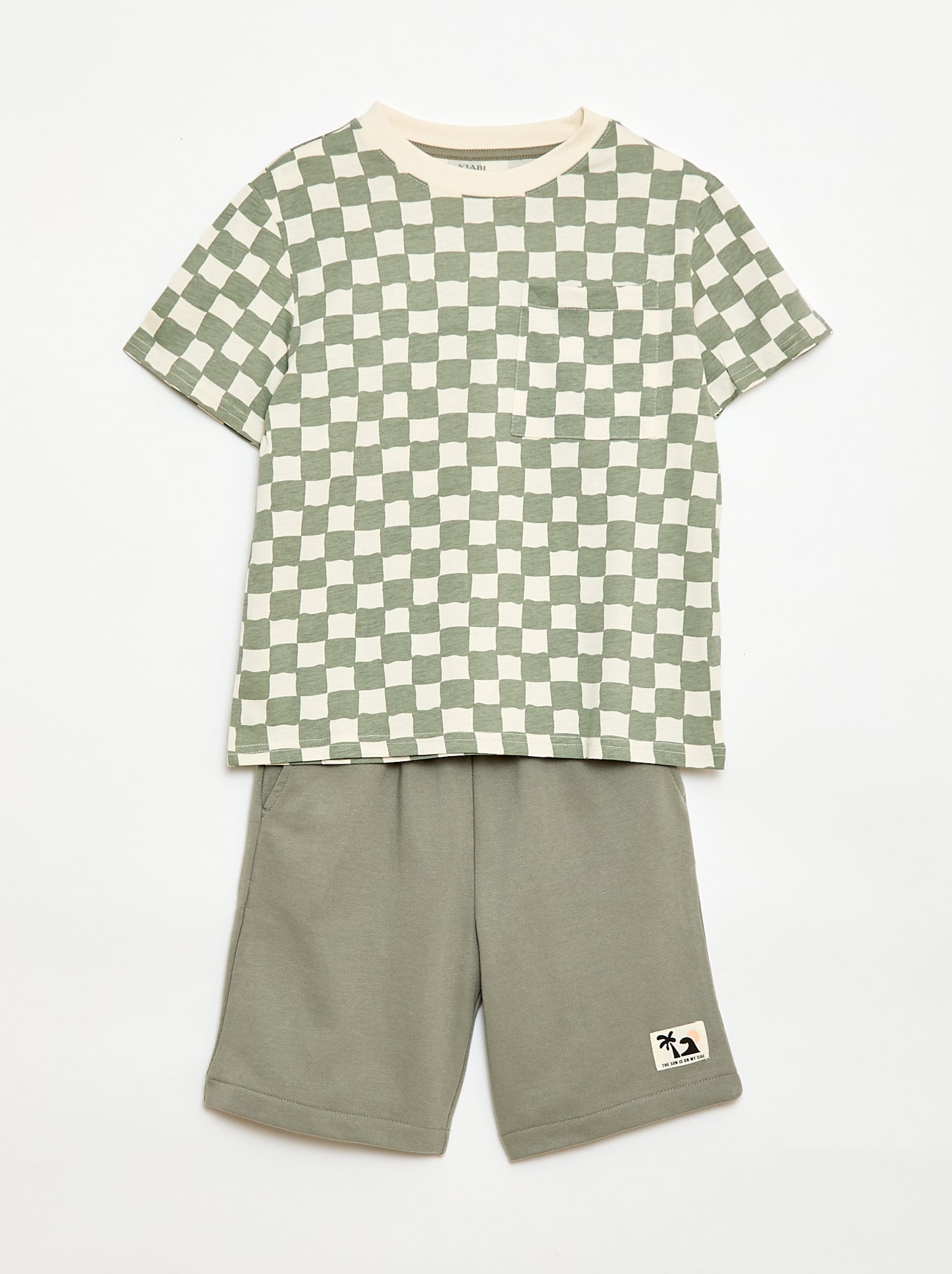 Ensemble t-shirt + short style damier - 2 pièces