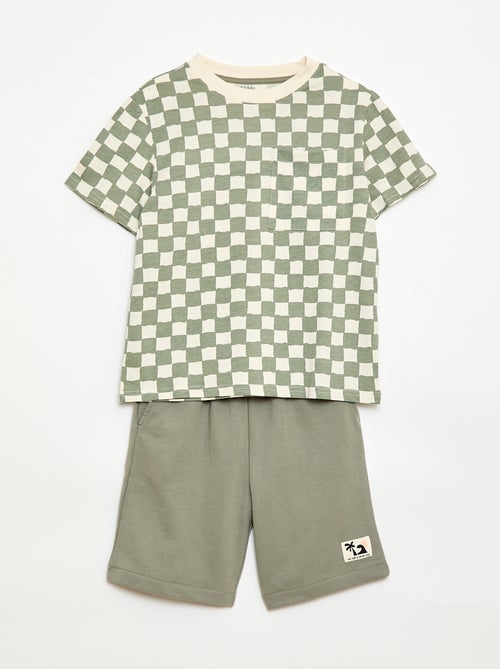 Ensemble t-shirt + short style damier - 2 pièces - Kiabi