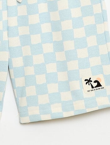 Ensemble t-shirt + short style damier - 2 pièces