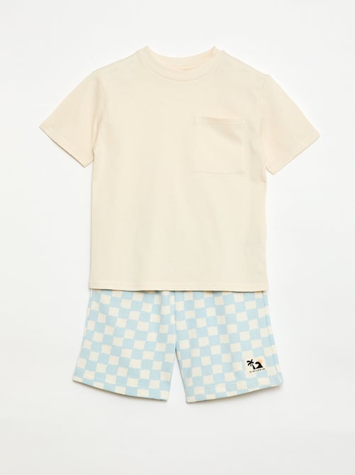 Ensemble t-shirt + short style damier - 2 pièces - Kiabi