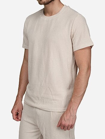 Ensemble t-shirt short unis à motif - Frilivin