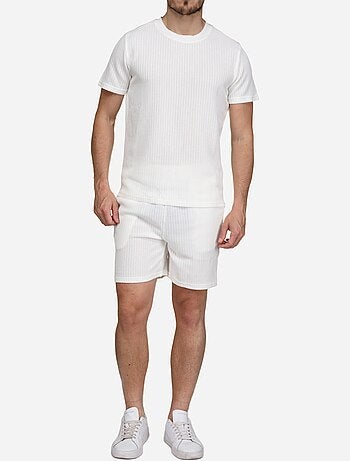 Ensemble t-shirt short unis à motif - Frilivin