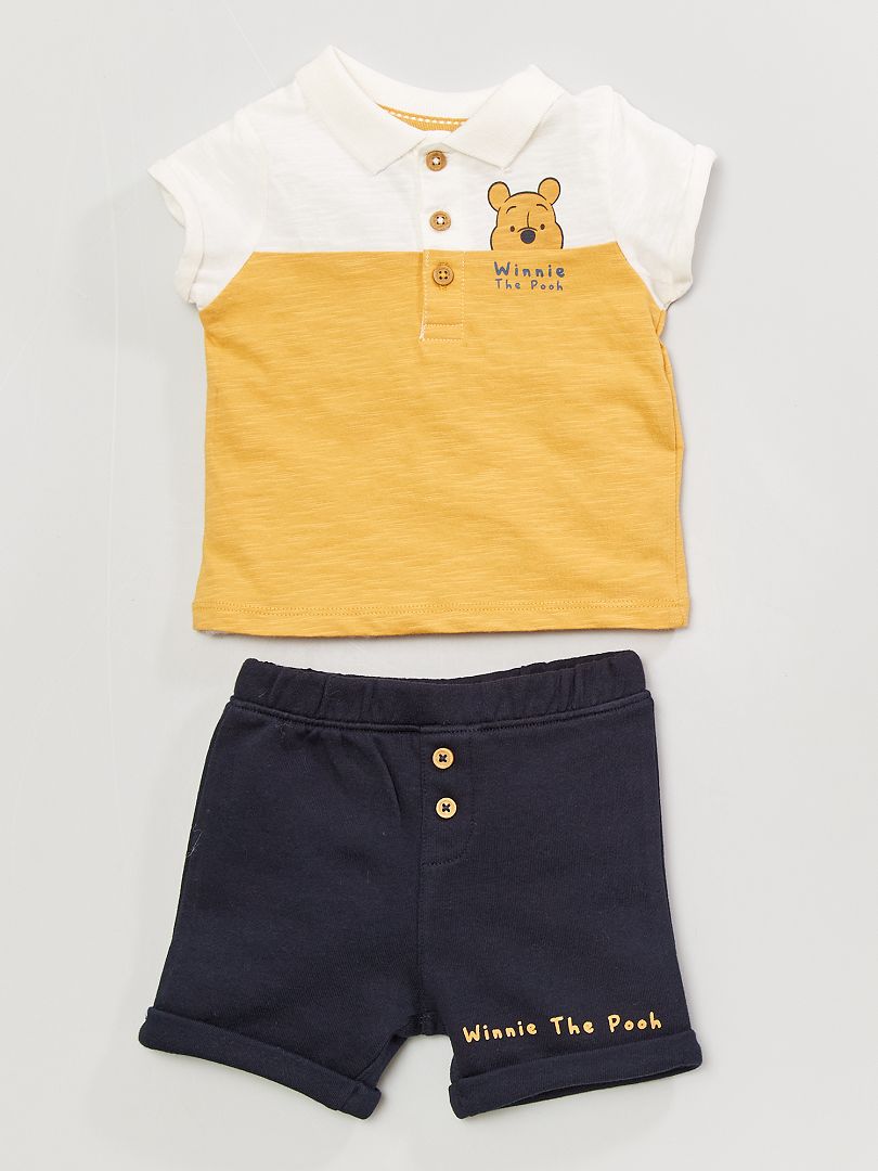 Ensemble t-shirt + short 'Winnie l'Ourson' jaune/marine - Kiabi