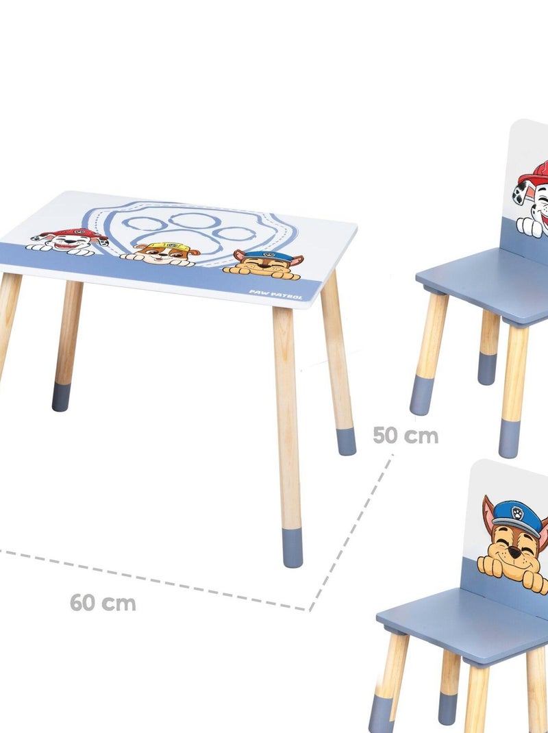 Ensemble table + 2 chaises enfant en bois 'Pat' Patrouille' ROBA Blanc Bleu Gris - Kiabi