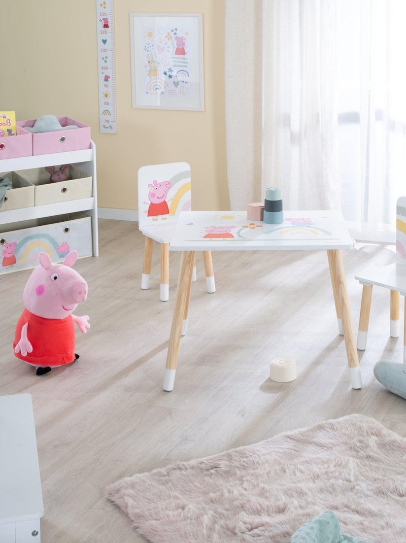 Ensemble table + 2 chaises enfant en bois 'Peppa Pig' ROBA Blanc Rose clair Gris - Kiabi