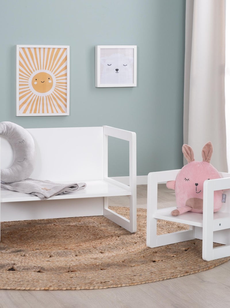 Ensemble table convertible en banc + 1 chaise évolutive ' Roba' Blanc - Kiabi