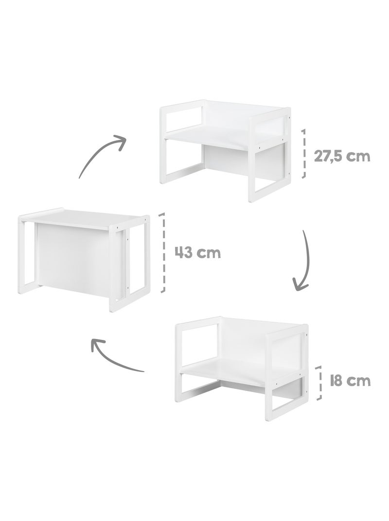 Ensemble table convertible en banc + 1 chaise évolutive ' Roba' Blanc - Kiabi