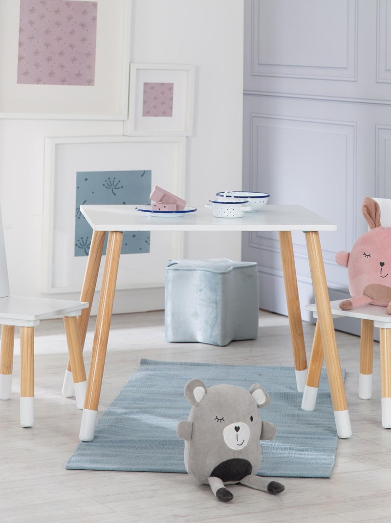 Ensemble table et 2 chaises enfant en bois - ROBA Blanc Beige - Kiabi