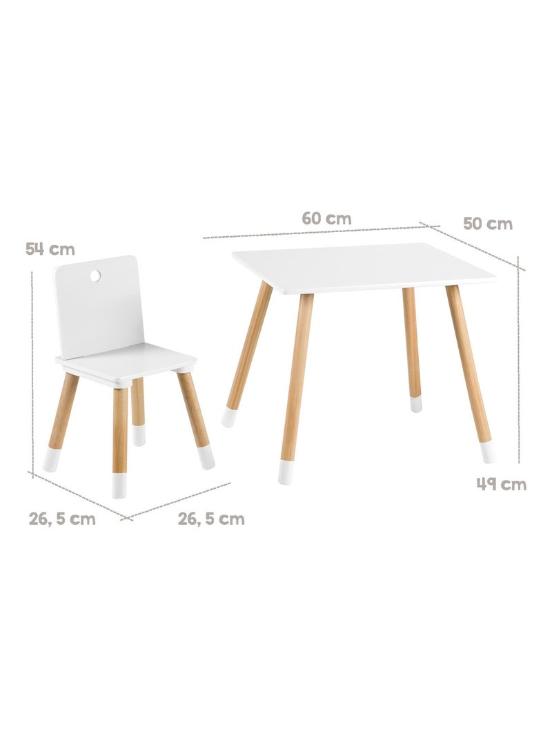 Ensemble table et 2 chaises enfant en bois - ROBA Blanc Beige - Kiabi