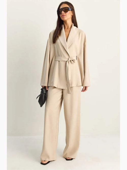 Ensemble taille haute avec détail nœud et col châle lucci - Kiabi