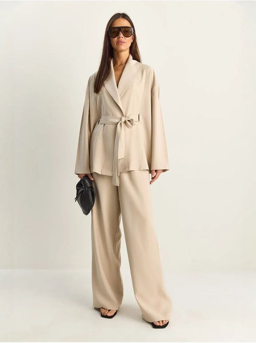 Ensemble taille haute avec détail nœud et col châle lucci - Kiabi