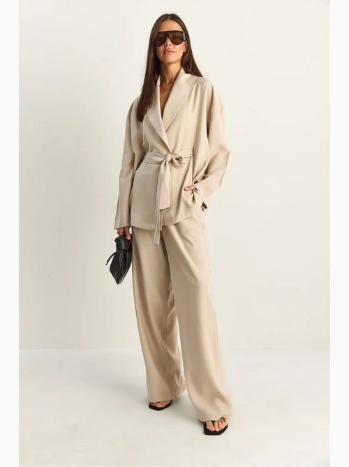 Ensemble taille haute avec détail nœud et col châle lucci - Kiabi