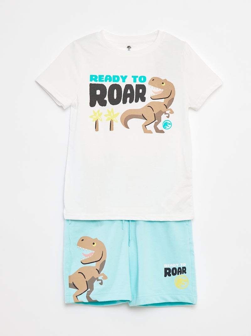 Ensemble tee-shirt + bermuda 'Jurassic Park' - 2 pièces Blanc/bleu - Kiabi