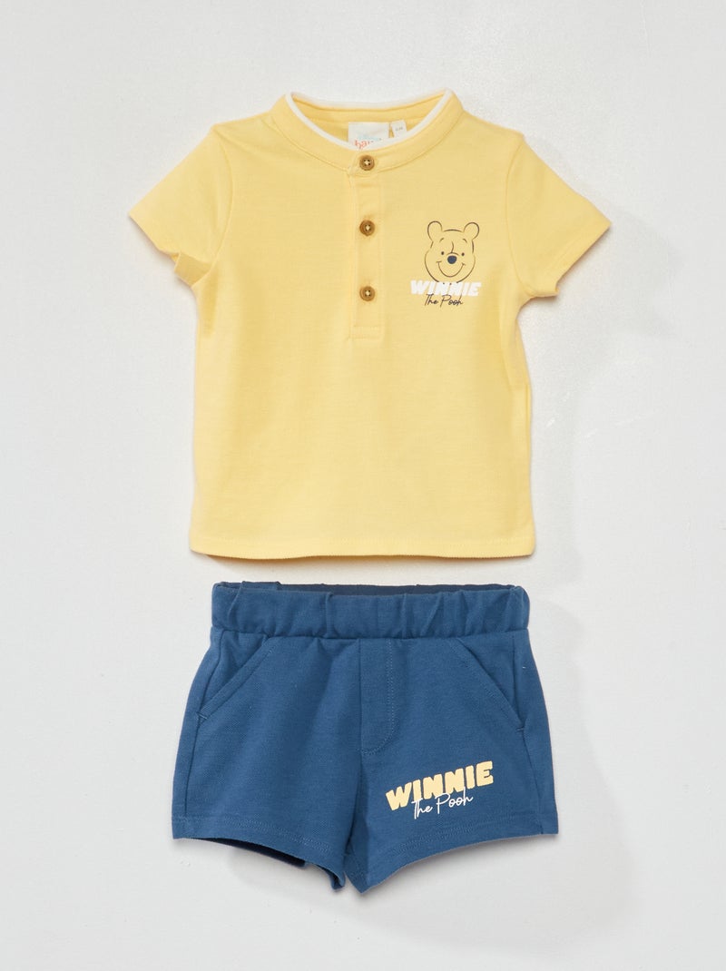 Ensemble tee-shirt + short 'Winnie' Jaune/bleu marine - Kiabi