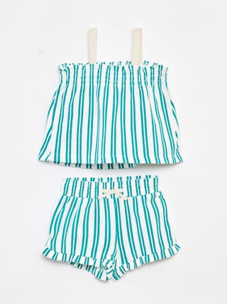Ensemble top à bretelles + short rayés - 2 pièces