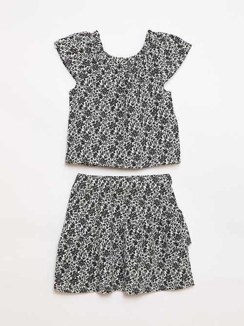 Ensemble top et jupe canvas - Kiabi