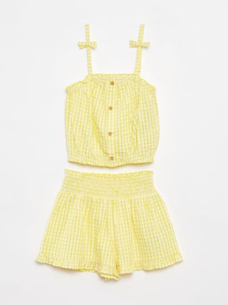 Ensemble top + jupe rayée en matière crêpée - 2 pièces