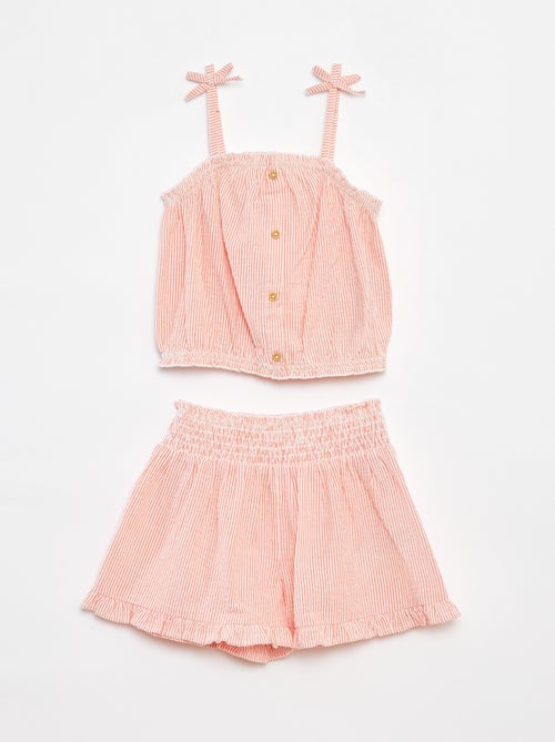 Ensemble top + jupe rayée en matière crêpée - 2 pièces - Kiabi