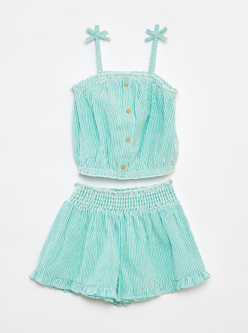 Ensemble top + jupe rayée en matière crêpée - 2 pièces - Kiabi