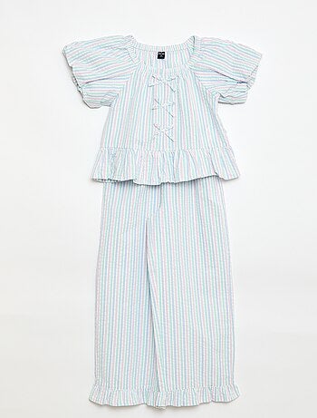 Ensemble top + pantalon avec détails en coton