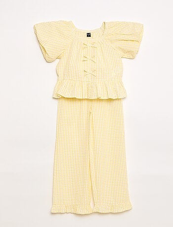 Ensemble top + pantalon avec détails en coton