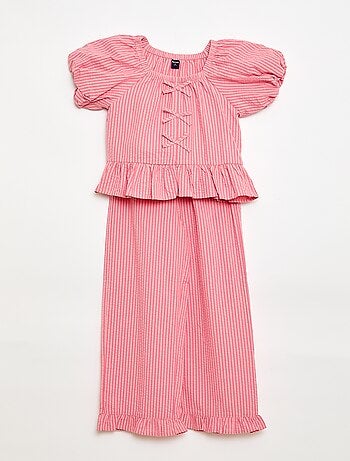 Ensemble top + pantalon avec détails en coton