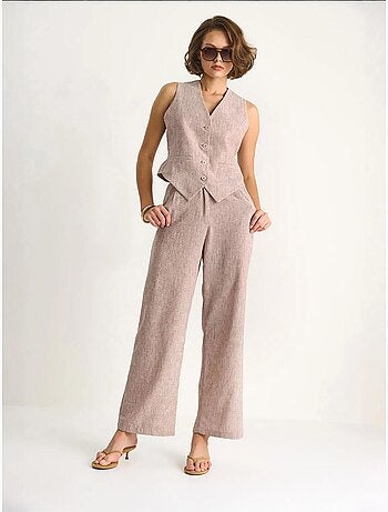 Ensemble trois pièces avec pantalon taille haute, gilet et doublure lucci