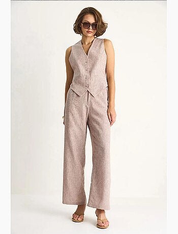 Ensemble trois pièces avec pantalon taille haute, gilet et doublure lucci