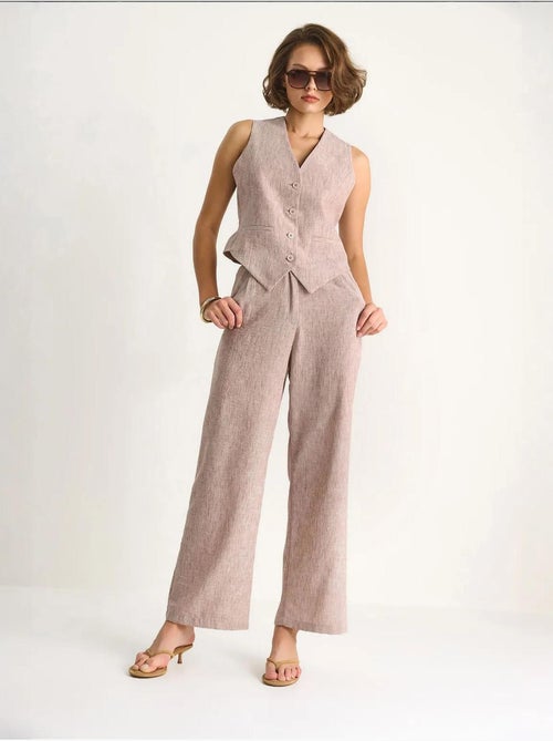 Ensemble trois pièces avec pantalon taille haute, gilet et doublure lucci - Kiabi
