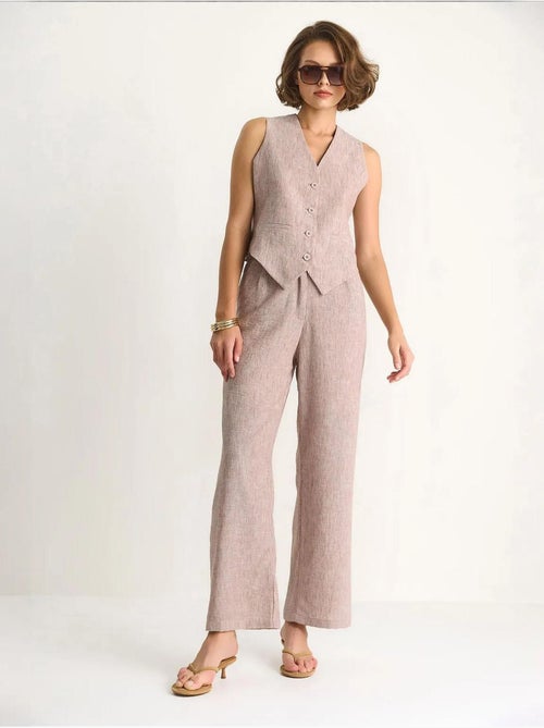 Ensemble trois pièces avec pantalon taille haute, gilet et doublure lucci - Kiabi