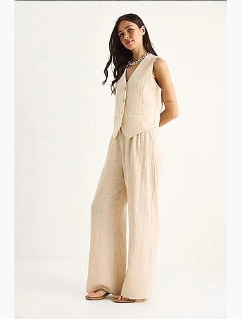 Ensemble trois pièces avec pantalon taille haute, gilet et doublure lucci