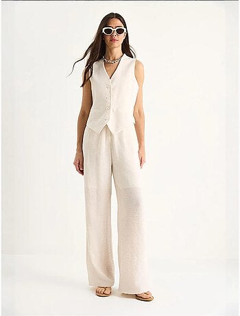Ensemble trois pièces avec pantalon taille haute, gilet et doublure lucci