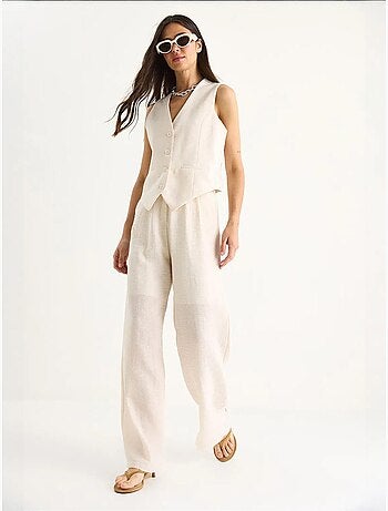Ensemble trois pièces avec pantalon taille haute, gilet et doublure lucci