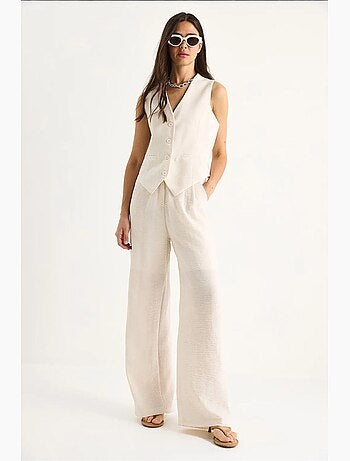 Ensemble trois pièces avec pantalon taille haute, gilet et doublure lucci
