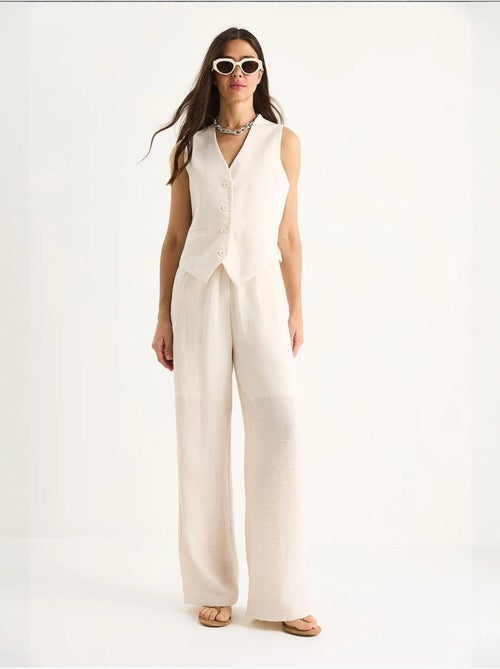 Ensemble trois pièces avec pantalon taille haute, gilet et doublure lucci - Kiabi Ensemble trois pièces avec pantalon taille haute, gilet et doublure lucci - Kiabi