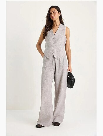 Ensemble trois pièces avec pantalon taille haute, gilet et doublure lucci