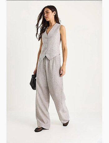 Ensemble trois pièces avec pantalon taille haute, gilet et doublure lucci