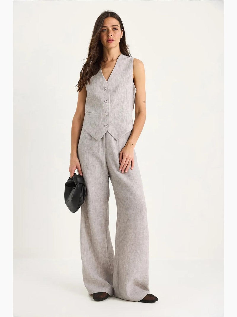 Ensemble trois pièces avec pantalon taille haute, gilet et doublure lucci Gris clair - Kiabi