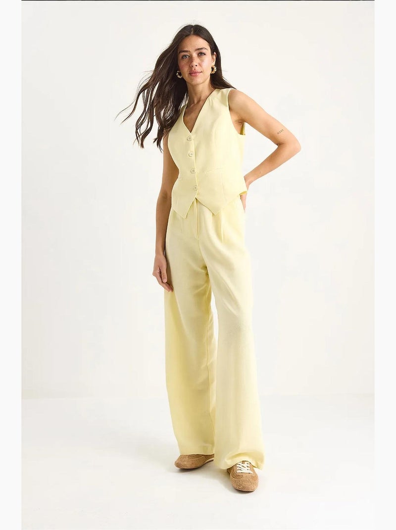 Ensemble trois pièces avec pantalon taille haute, gilet et doublure lucci Jaune citron - Kiabi
