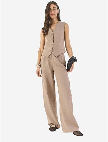 Ensemble trois pièces avec pantalon taille haute, gilet et doublure lucci