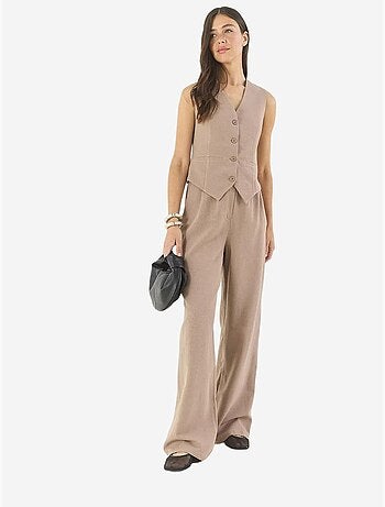 Ensemble trois pièces avec pantalon taille haute, gilet et doublure lucci