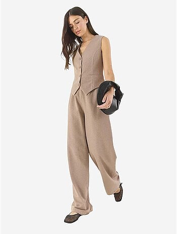 Ensemble trois pièces avec pantalon taille haute, gilet et doublure lucci